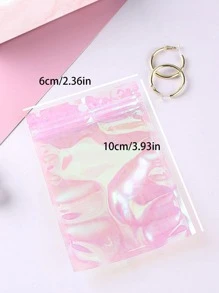 Túi tự dán màu Holographic đựng đồ trang sức, mỹ phẩm và phụ kiện làm móng - Hồng - Xem 3