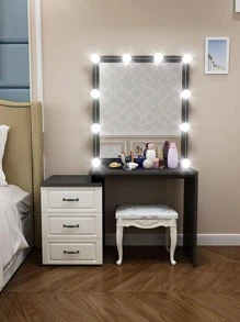 1 Pieza 10 Luces Led De Maquillaje Usb, Luz Ajustable De Tres Colores Para Espejo (sólo Bombillas, Espejo No Incluido) - Blanco - Ver 4