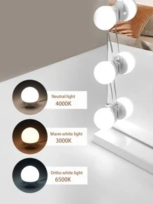1 Pieza 10 Luces Led De Maquillaje Usb, Luz Ajustable De Tres Colores Para Espejo (sólo Bombillas, Espejo No Incluido) - Blanco - Ver 7
