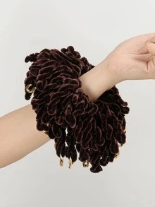 1 dây buộc tóc màu trơn phong cách dành cho nữ, phụ kiện tóc tự làm - Cà phê - Xem 2
