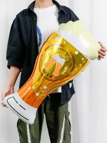 7入組/套星星和啤酒形狀裝飾現代啤酒形狀小氣球適用於假期 - 金色 - 查看 5