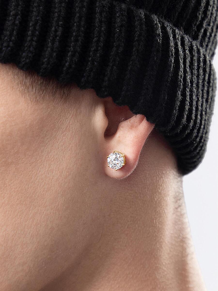 Nooxian Nam Khối Zirconia  Trang trí Bông tai stud , Đối với Đồ trang sức Qủa tặng Và Buổi tiệc - Vàng - Xem 1