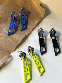 Bông tai thả dây kéo - màu xanh lá - Xem 2