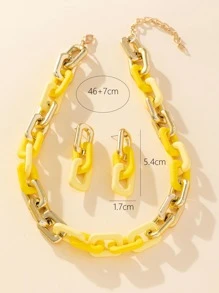 3 cái/bộ Bộ trang sức thiết kế dây chuyền hai tông màu - Nhiều màu - Xem 3