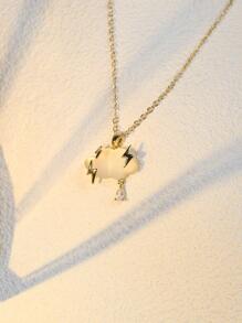 Cubic Zirconia Decor Cloud Pendant Necklace - Yellow Gold - View 5