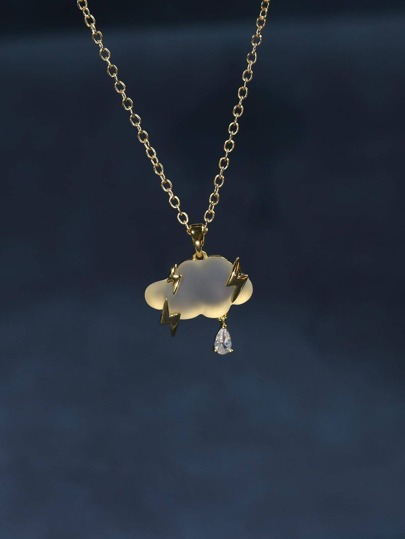 Halskette Kubischem Zirkonia Dekor, Wolke