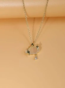 Cubic Zirconia Decor Cloud Pendant Necklace - Yellow Gold - View 2