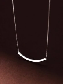 1入組時尚極簡風格純銀項鍊適合女士適用於禮品 - 銀色 - 查看 4