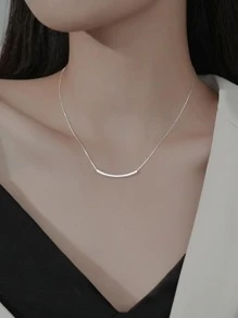 1入組時尚極簡風格純銀項鍊適合女士適用於禮品 - 銀色 - 查看 3