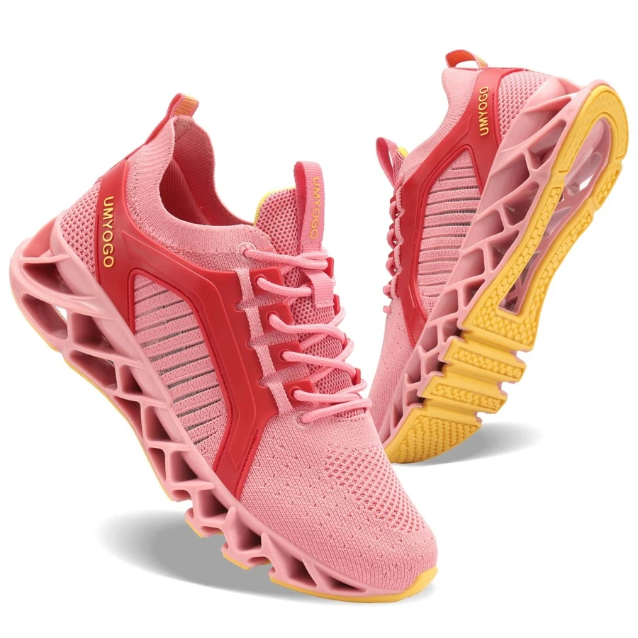 Women's Fashion Breathable Sneakers Mesh Running Shoes Non Slip Soft Casual Athletic Shoes Outdoor Sport shoes - 粉色 - 查看 1