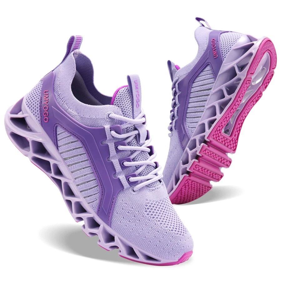 Women's Fashion Breathable Sneakers Mesh Running Shoes Non Slip Soft Casual Athletic Shoes Outdoor Sport shoes - 紫色 - 查看 1
