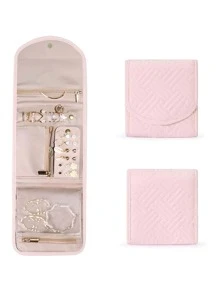 1 Stück Polyester Schmuckaufbewahrungstasche , Täglich Rosa faltbar Schmuck Organizer Aufbewahrungsbehälter für Reisen im Freien