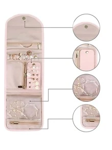 1 Stück Polyester Schmuckaufbewahrungstasche , Täglich Rosa faltbar Schmuck Organizer Aufbewahrungsbehälter für Reisen im Freien