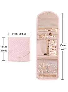 1 Stück Polyester Schmuckaufbewahrungstasche , Täglich Rosa faltbar Schmuck Organizer Aufbewahrungsbehälter für Reisen im Freien