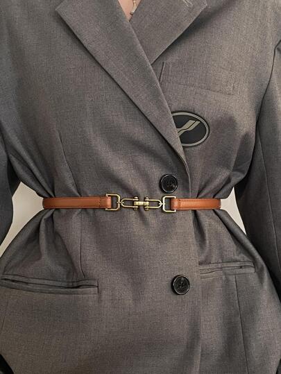 1 件女士对称扣时尚腰带，适合日常装饰夏季、秋季、万圣节