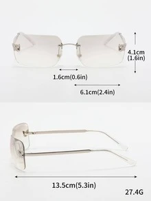 1pair Women Butterfly Decor Square Lens Rimless Fashionable Sunglasses For Summer