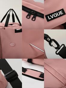 Pink Duffle Bag Large Capacity Wet Dry Pocket For Travel, Colorblock Gym Bag Double Handle For Sports - Pink - View 3