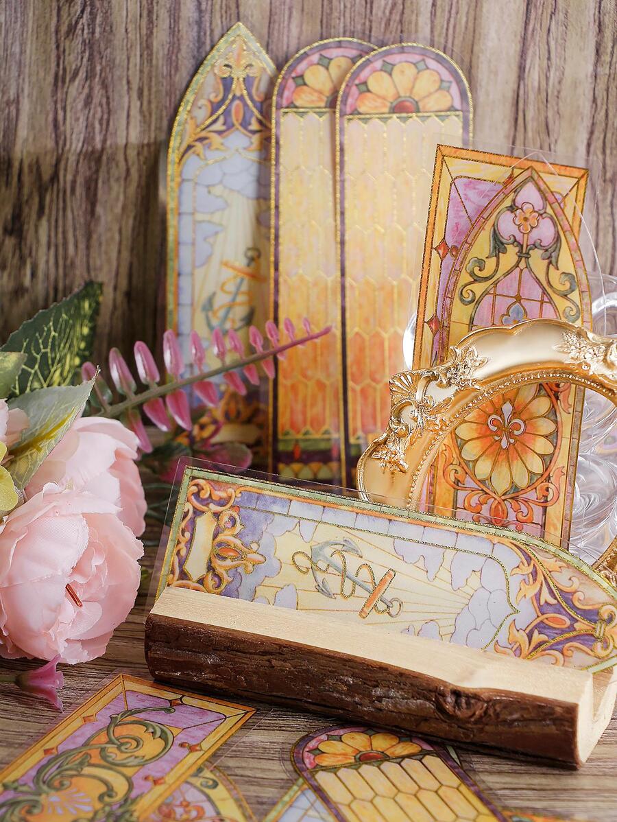 MO.CARD 12入組圖案印花多種復古貼花適用於學生 - 彩色 - 查看 1