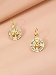 Stainless Steel Earrings 2021 Fortune Tree 3A Zirconia Crystal Fashion Charm Earrings For Women Jewelry Party Best Gifts
