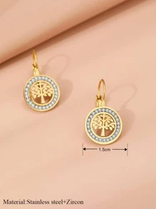 Stainless Steel Earrings 2021 Fortune Tree 3A Zirconia Crystal Fashion Charm Earrings For Women Jewelry Party Best Gifts