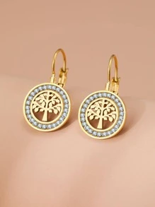 Stainless Steel Earrings 2021 Fortune Tree 3A Zirconia Crystal Fashion Charm Earrings For Women Jewelry Party Best Gifts