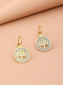 Stainless Steel Earrings 2021 Fortune Tree 3A Zirconia Crystal Fashion Charm Earrings For Women Jewelry Party Best Gifts