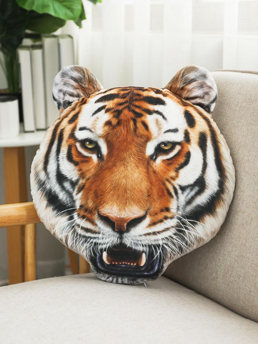 1pc Tiger Design Decorative Pillow - Màu vàng - Xem 1