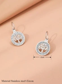 Stainless Steel Earrings 2021 Fortune Tree 3A Zirconia Crystal Fashion Charm Earrings For Women Jewelry Party Best Gifts