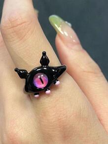 1 nhẫn hợp kim kẽm dễ thương thiết kế hoạt hình cho phụ nữ để trang trí hàng ngày - màu đen - Xem 2