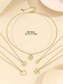 5 件 18k 镀金不锈钢心形和蝴蝶吊坠项链 情人节、妈妈、母亲、母亲节、礼物 - 金黃色 - 查看 2