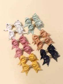 12入組女孩金屬質感波卡圓點蝴蝶結裝飾可愛髮夾適用於頭髮裝飾用品 - 彩色 - 查看 8