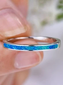 1 chiếc nhẫn trang trí opal thời trang cho phụ nữ để trang trí hàng ngày - Màu xanh lam - Xem 1