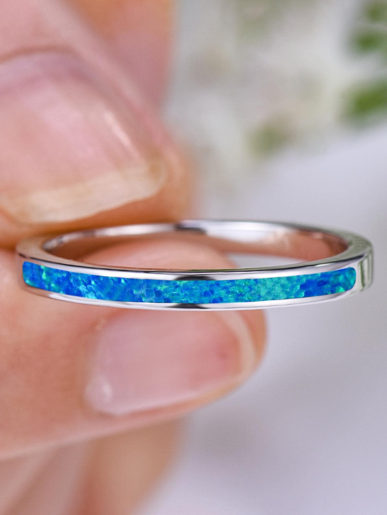 1 chiếc nhẫn trang trí opal thời trang cho phụ nữ để trang trí hàng ngày - Màu xanh lam - Xem 1