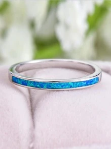 1 chiếc nhẫn trang trí opal thời trang cho phụ nữ để trang trí hàng ngày - Màu xanh lam - Xem 2