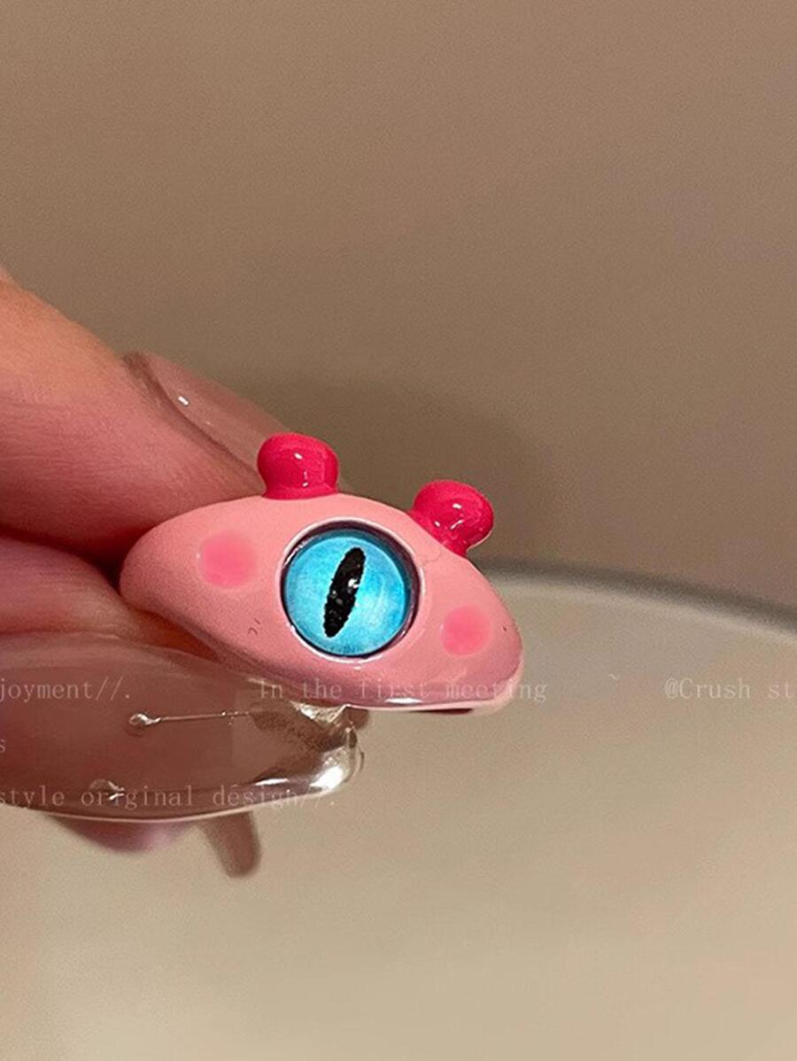 1pc Cute Zinc Alloy Cartoon Design Cuff Ring For Women For Daily Decoration - Pink - View 1