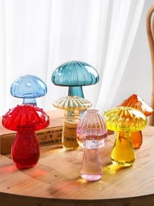 1pc Mushroom Shaped Flower Vase,Home Decor,Flower Vase,Centerpiece,Table Decor Back To School Room Decor School Supplies Glass Vase - Multicolor - View 8