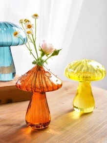 1pc Mushroom Shaped Flower Vase,Home Decor,Flower Vase,Centerpiece,Table Decor Back To School Room Decor School Supplies Glass Vase - Multicolor - View 9