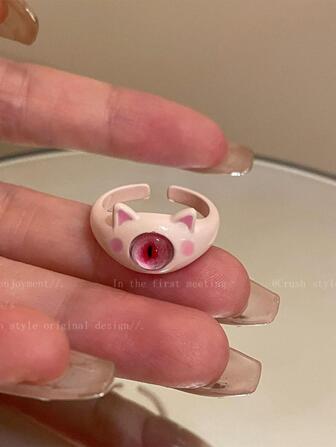 眼睛裝飾開口戒指