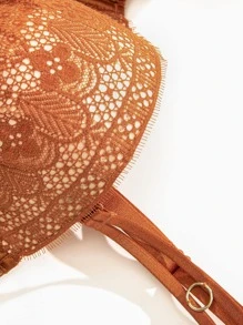 WINGSLOVE Plus Size Floral Lace Underwire Bra - Burnt Orange - View 10