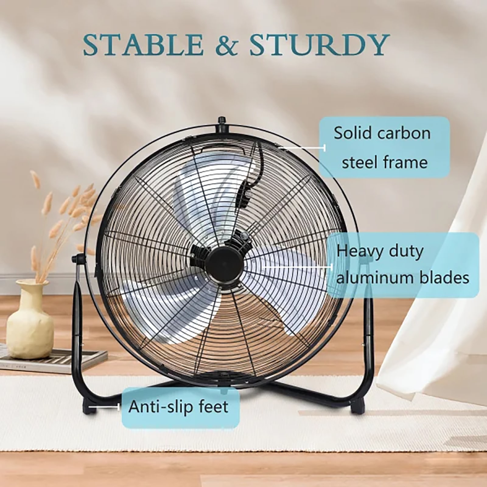 20 Inch Floor Fan, Oscillating Pedestal Fan,3 Speed High Velocity Heavy