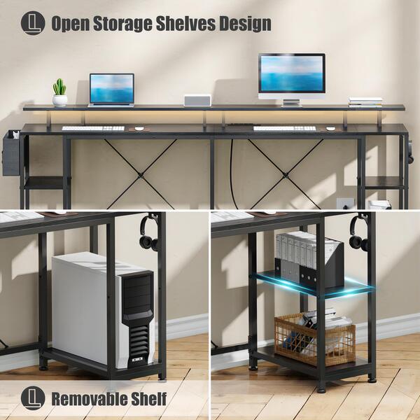 GIKPAL LShaped Gaming Desk, 95" Reversible Corner Computer Desk with