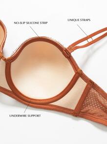 WINGSLOVE Plus Size Floral Lace Underwire Bra - Burnt Orange - View 7