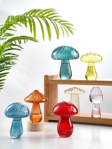 1pc Mushroom Shaped Flower Vase,Home Decor,Flower Vase,Centerpiece,Table Decor Back To School Room Decor School Supplies Glass Vase - Multicolor - View 5