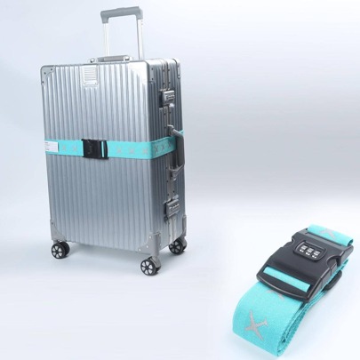 Plane Pattern Luggage Strap Polyester Mint Blue With Password Lock Suitcase Buckle Straps Suitcase Belts,Combination Lock With Password Lock Accessories For Travel For Women Men Luggage Belt Luggage Packaging Strap Luggage Rope With Buckle For Travel Flight Business Trip For Suitcase Luggage Case Backpack Duffle Bag Bag For School School Accessories School Stuff