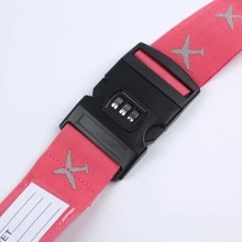 平面图案行李带涤纶带密码锁行李箱扣带行李箱带，密码锁带密码锁旅行配件，适用于女性男性行李带行李打包带行李绳带扣，适用于旅行航班商务旅行，适用于行李箱，背包，行李袋，学校包，学校配件，学校用品 - 玫瑰紅 - 查看 4