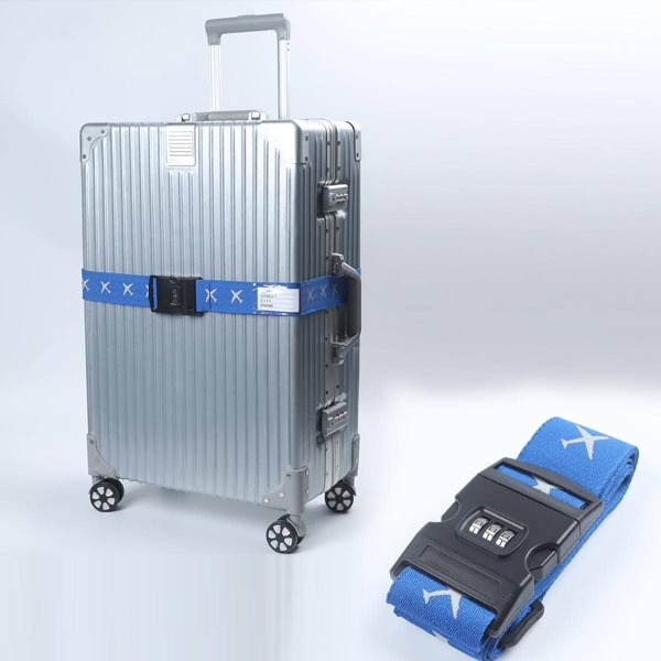 شنطه سفر اغراض سفر لوازم السفر اغراض السفر اشياء للسفرحزام حقيبة السفر بنمط الطائرة من البوليستر مع قفل بكلمة مرور، أحزمة مشبك للحقائب، قفل بكلمة مرور، اكسسوارات للسفر للرجال والنساء، حزام حقيبة السفر، حبل تغليف الحقيبة مع مشبك للسفر والرحلات العمل والمدرسة للحقائب والحقائب الظهر وحقائب الرياضة