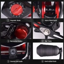 1 Máy Tính Colorblock Hợp Kim Nhôm Tốc Độ Cao 8.1/1 Tỷ Số truyền Máy Câu - màu đen - Xem 6