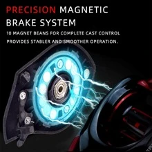 1 Máy Tính Colorblock Hợp Kim Nhôm Tốc Độ Cao 8.1/1 Tỷ Số truyền Máy Câu - màu đen - Xem 5