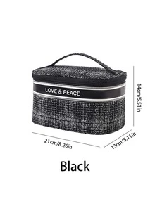 1pc Letter Graphic Toiletry Travel Bag - màu đen - Xem 4