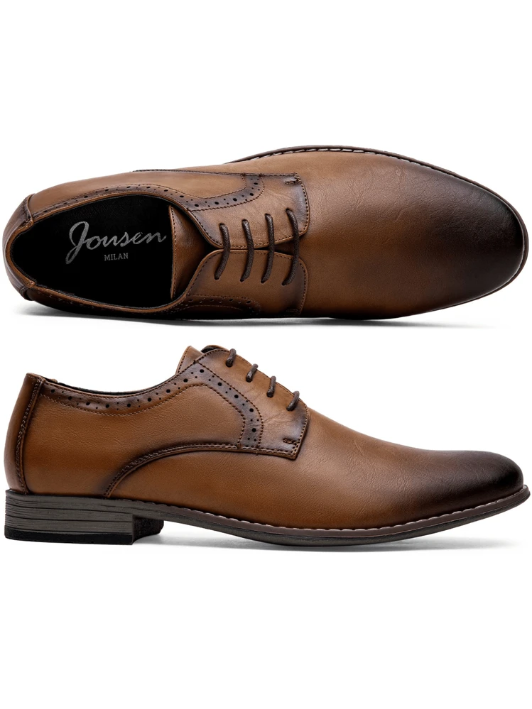 amazon mens brown dress shoes SHOESMALL Men's Oxford Plain Toe Business Formal Derby Shoes Wingtip Lace Up Black/Brown Dress Shoes Leather Lining navy blue shirt A luxe brown velvet Colour:BOTTLE GREEN
